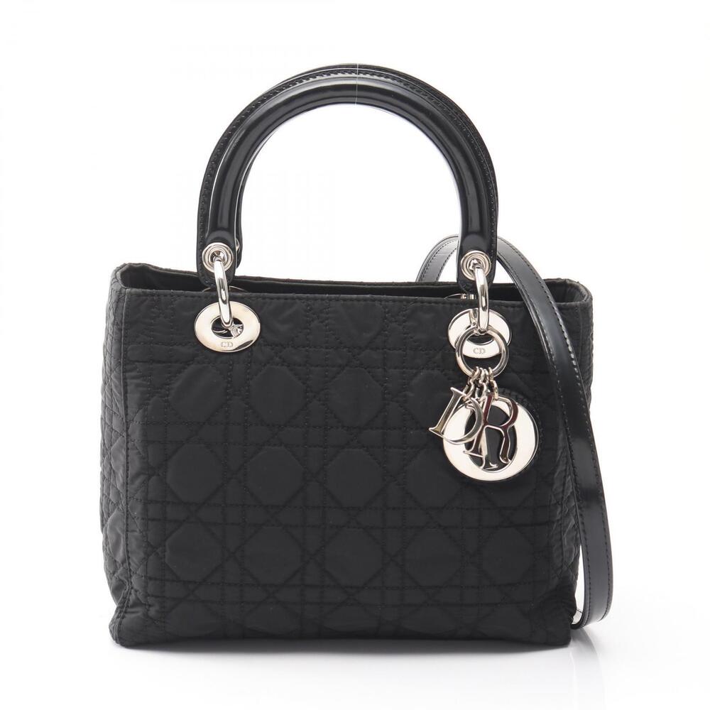 Christian Dior Lady Handbag leather black